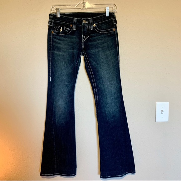 Dark Wash Contrast Stitching True Religion Jeans - Picture 3 of 12